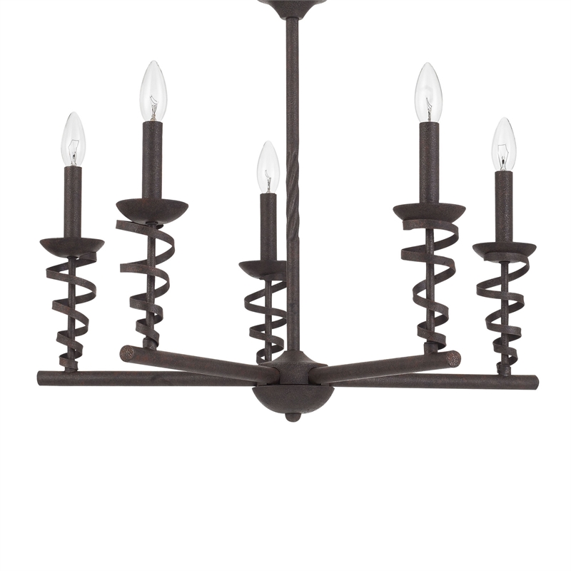 Bah 26 Inch Chandelier-Spiral Candelabra w Hanging Chain-Black