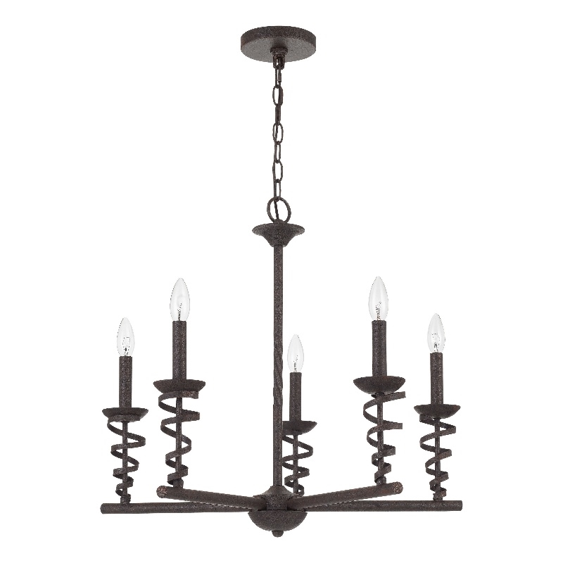 Bah 26 Inch Chandelier-Spiral Candelabra w Hanging Chain-Black