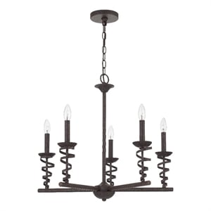 Bah 26 Inch Chandelier-Spiral Candelabra w Hanging Chain-Black