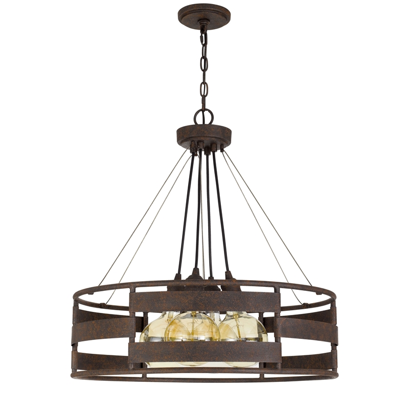 Frot 24 Inch Chandelier w Light Bulbs-Suspended Cable Design-Rust
