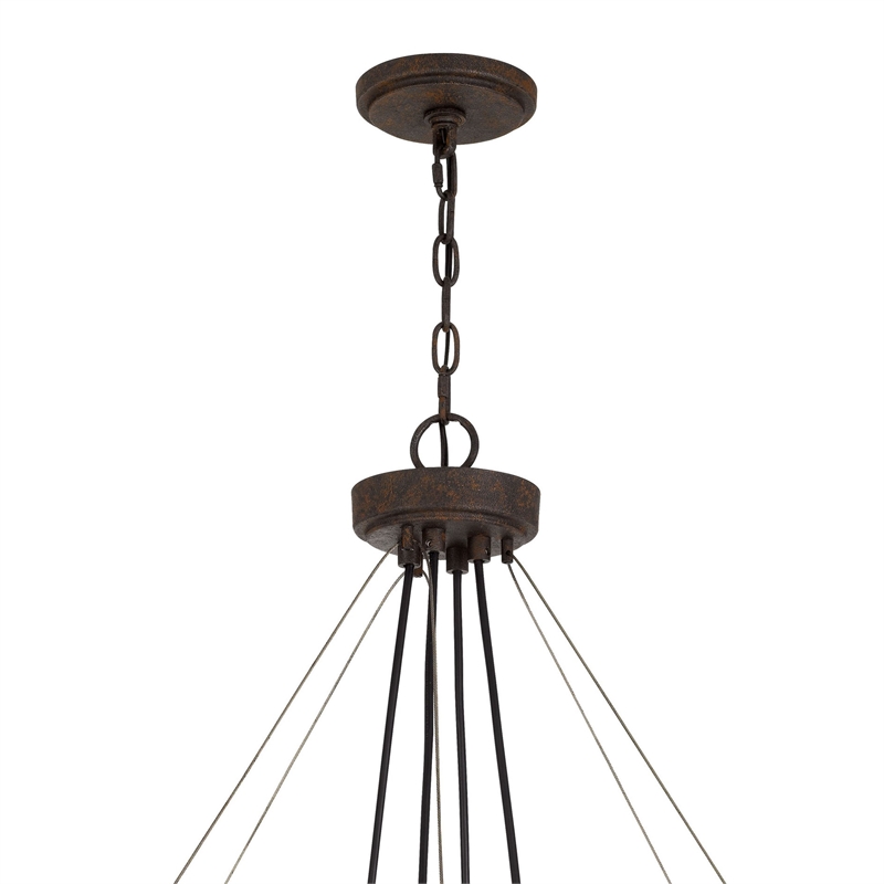 Frot 24 Inch Chandelier w Light Bulbs-Suspended Cable Design-Rust