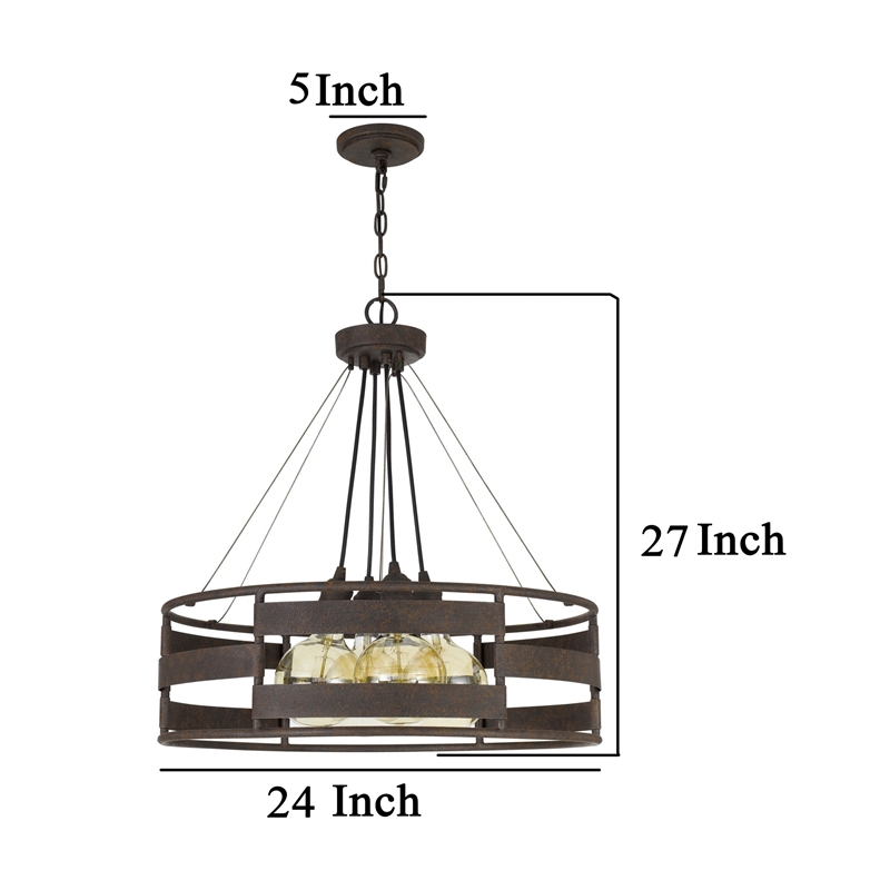 Frot 24 Inch Chandelier w Light Bulbs-Suspended Cable Design-Rust