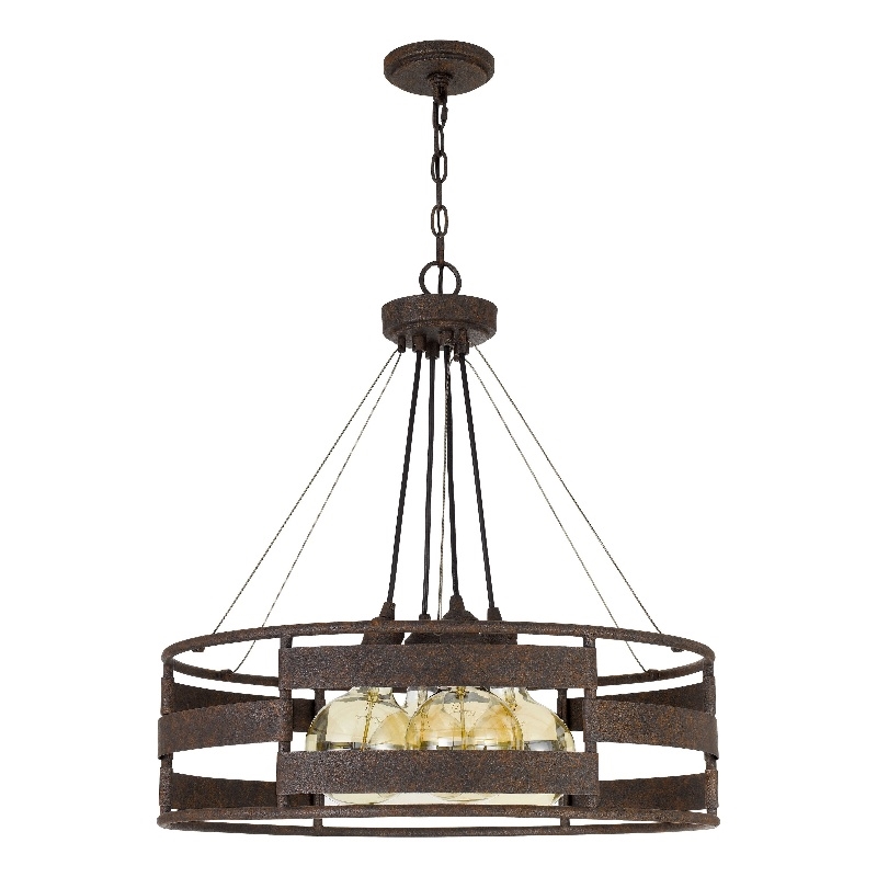 Frot 24 Inch Chandelier w Light Bulbs-Suspended Cable Design-Rust