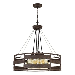 Frot 24 Inch Chandelier w Light Bulbs-Suspended Cable Design-Rust