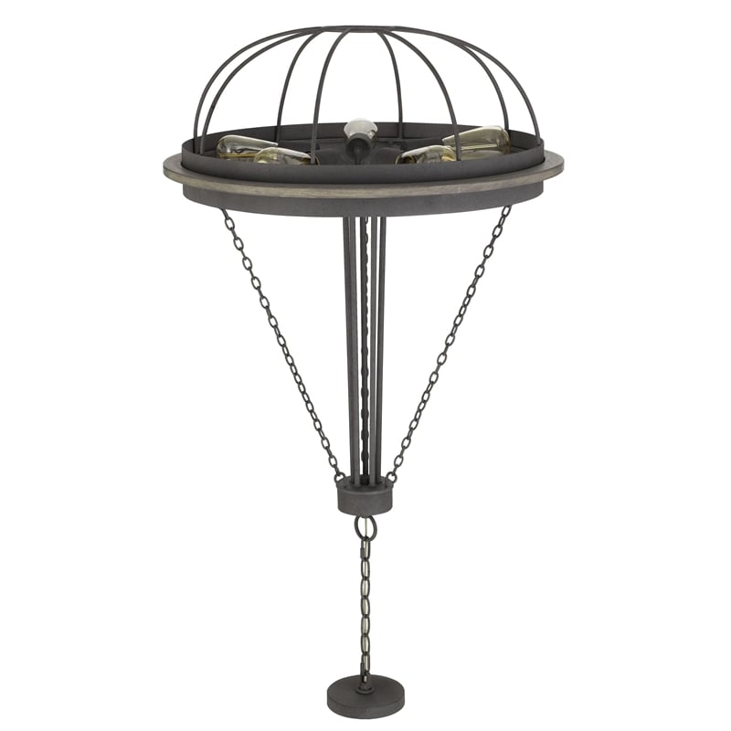 Nexy 24 Inch Chandelier-5 Light Bulb Sockets-Gray Metal Cage Design