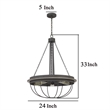Nexy 24 Inch Chandelier-5 Light Bulb Sockets-Gray Metal Cage Design
