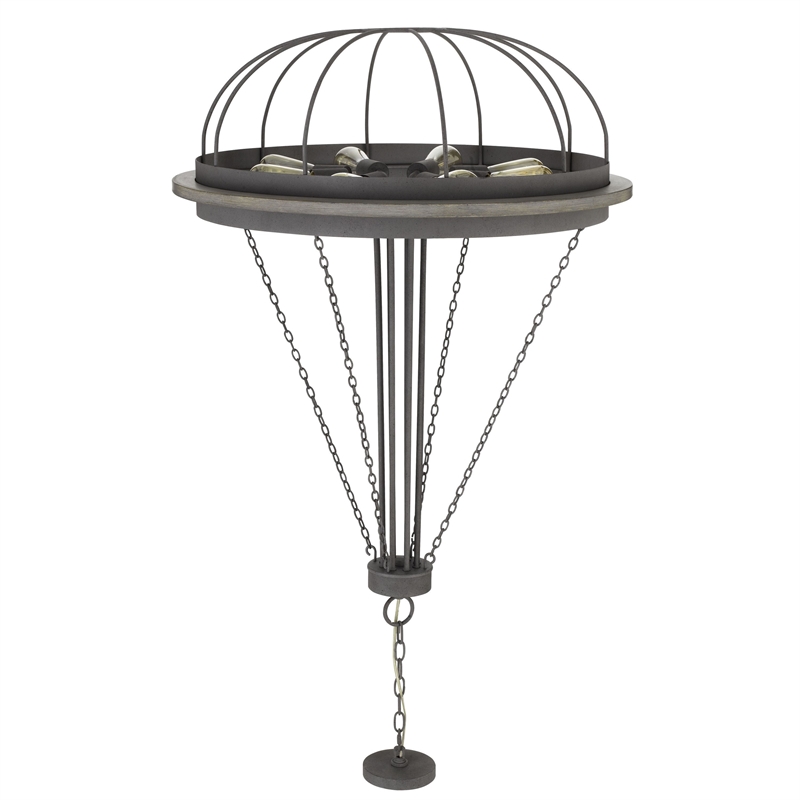 Nexy 29 Inch Chandelier-8 Light Bulb Sockets-Gray Metal Cage Design