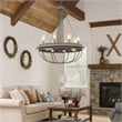 Nexy 29 Inch Chandelier-8 Light Bulb Sockets-Gray Metal Cage Design