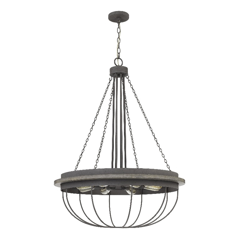 Nexy 29 Inch Chandelier-8 Light Bulb Sockets-Gray Metal Cage Design