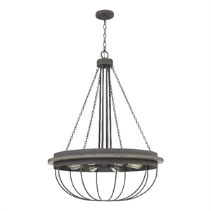 Nexy 29 Inch Chandelier-8 Light Bulb Sockets-Gray Metal Cage Design