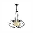 Lima 22 Inch Chandelier w 4 Light Bulbs-Black Metal Cage Design