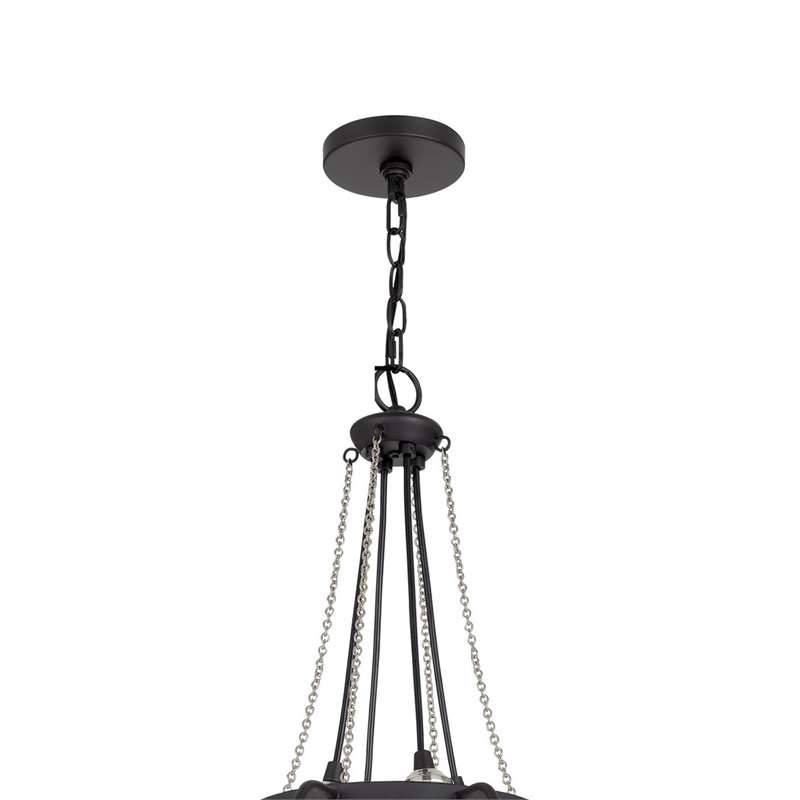 Lima 22 Inch Chandelier w 4 Light Bulbs-Black Metal Cage Design