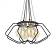 Lima 22 Inch Chandelier w 4 Light Bulbs-Black Metal Cage Design