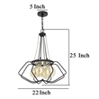 Lima 22 Inch Chandelier w 4 Light Bulbs-Black Metal Cage Design
