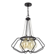 Lima 22 Inch Chandelier w 4 Light Bulbs-Black Metal Cage Design