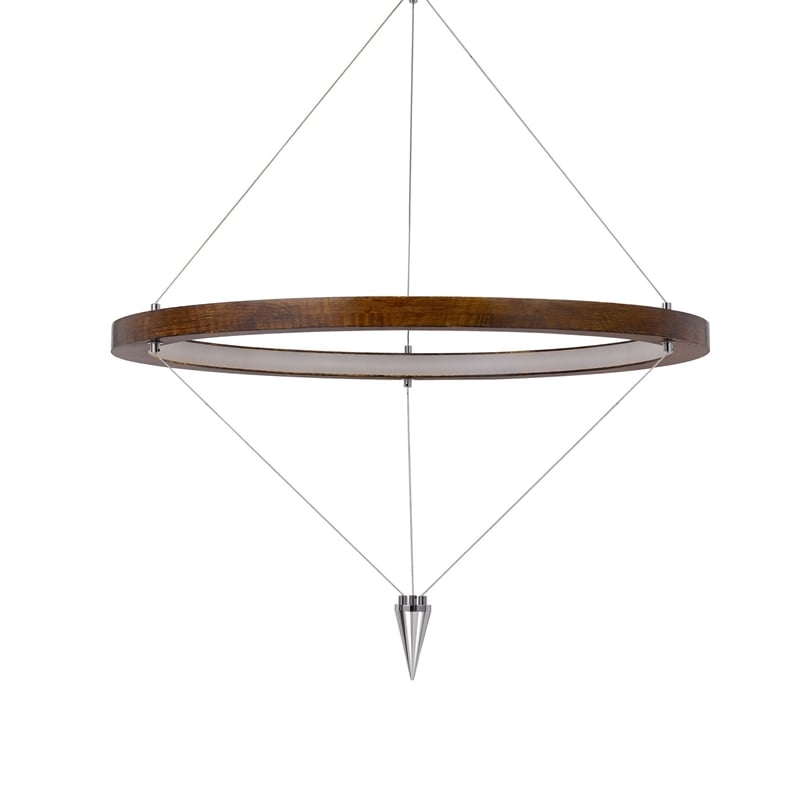 Erbo 11 Inch Pendant Light Fixture-Dimmable LED-Pine Wood and Chrome