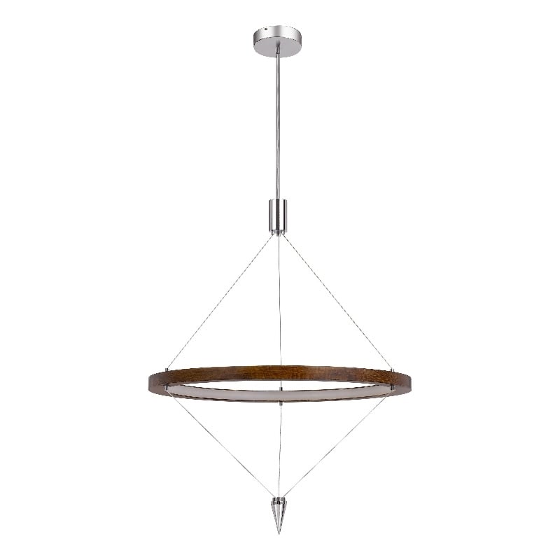 Erbo 11 Inch Pendant Light Fixture-Dimmable LED-Pine Wood and Chrome