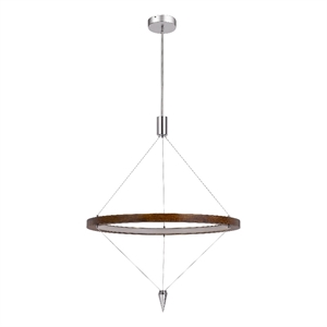 Erbo 11 Inch Pendant Light Fixture-Dimmable LED-Pine Wood and Chrome