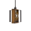 Gen 9 Inch Mini Pendant Light Fixture w Bulb-Black Metal-Pine Wood