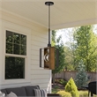 Gen 9 Inch Mini Pendant Light Fixture w Bulb-Black Metal-Pine Wood