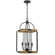 Rio 16 Inch Chandelier w Upturned Lights and Canopy-Wood-Black Metal
