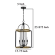 Rio 16 Inch Chandelier w Upturned Lights and Canopy-Wood-Black Metal