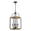 Rio 16 Inch Chandelier w Upturned Lights and Canopy-Wood-Black Metal