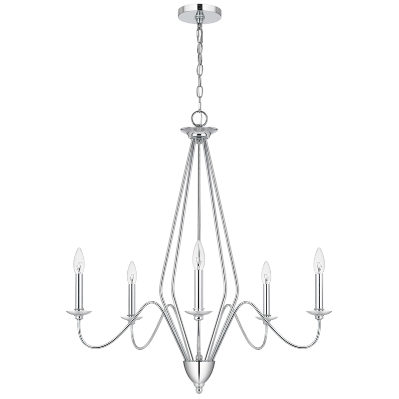 Wehy 30 Inch Chandelier w Canopy-Chrome Metal-Candelabra Design