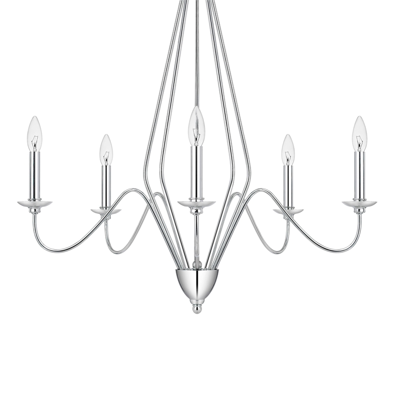 Wehy 30 Inch Chandelier w Canopy-Chrome Metal-Candelabra Design