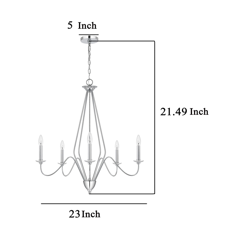 Wehy 30 Inch Chandelier w Canopy-Chrome Metal-Candelabra Design