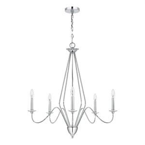 Wehy 30 Inch Chandelier w Canopy-Chrome Metal-Candelabra Design