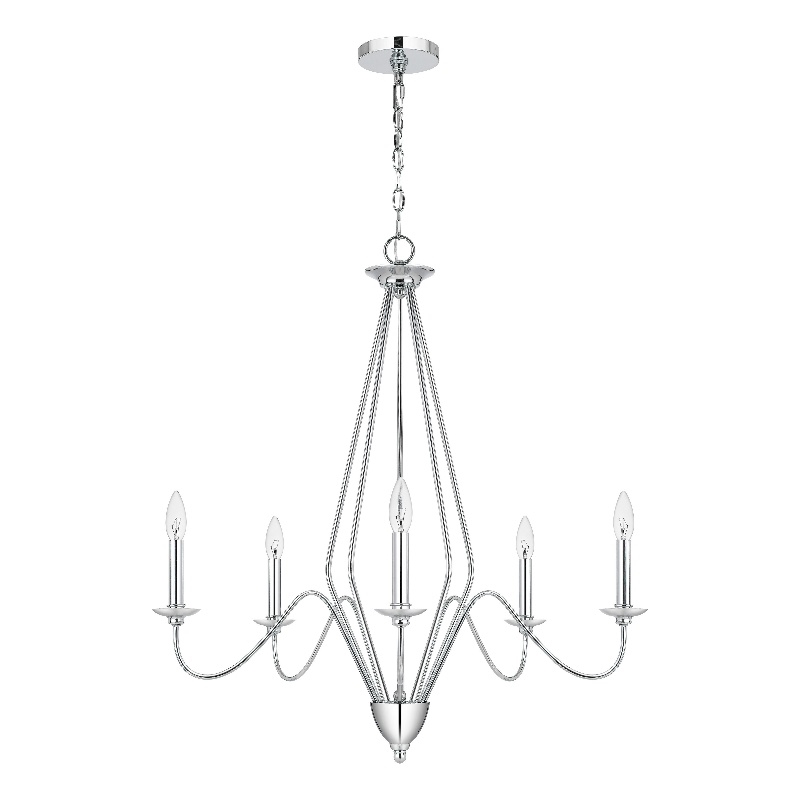 Wehy 30 Inch Chandelier w Canopy-Chrome Metal-Candelabra Design