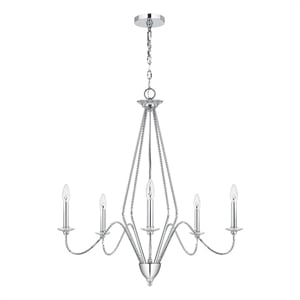 Wehy 30 Inch Chandelier w Canopy-Chrome Metal-Candelabra Design