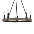 Stomy 23 Inch Chandelier-Brown Wood Wheel Design-Black Metal Chain