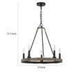 Stomy 23 Inch Chandelier-Brown Wood Wheel Design-Black Metal Chain