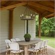 Stomy 23 Inch Chandelier-Brown Wood Wheel Design-Black Metal Chain
