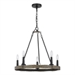 Stomy 23 Inch Chandelier-Brown Wood Wheel Design-Black Metal Chain