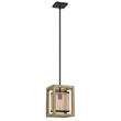 Acia 8 Inch Pendant Light-Rustic Brown Organza Shade-Wood-Metal