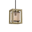 Acia 8 Inch Pendant Light-Rustic Brown Organza Shade-Wood-Metal