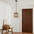 Acia 8 Inch Pendant Light-Rustic Brown Organza Shade-Wood-Metal
