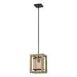 Acia 8 Inch Pendant Light-Rustic Brown Organza Shade-Wood-Metal
