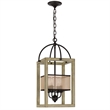 Acia 12 Inch Chandelier-Distressed Brown Organza Shade-Wood-Metal