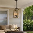 Acia 12 Inch Chandelier-Distressed Brown Organza Shade-Wood-Metal