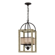 Acia 12 Inch Chandelier-Distressed Brown Organza Shade-Wood-Metal