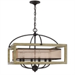 Acia 24 Inch Chandelier-Square Organza Shade-Wood-Metal