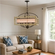 Acia 24 Inch Chandelier-Square Organza Shade-Wood-Metal
