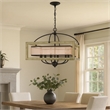 Acia 24 Inch Chandelier-Square Organza Shade-Wood-Metal