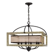 Acia 24 Inch Chandelier-Square Organza Shade-Wood-Metal