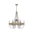 Maci 28 Inch Chandelier-White Beaded Candelabra Design-Brown Wood