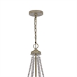 Maci 28 Inch Chandelier-White Beaded Candelabra Design-Brown Wood